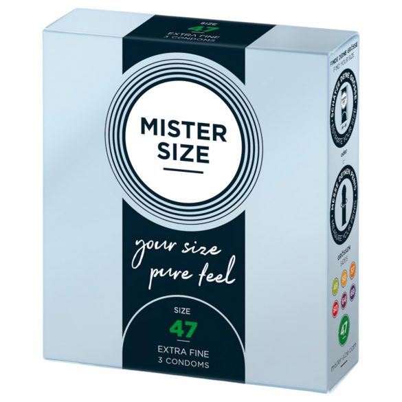 Mister Size plonas prezervatyvas - 47mm (3vnt)