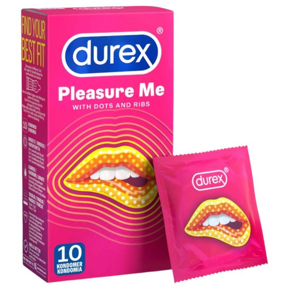 Durex Pleasure Me - rantytas ir taškuotas prezervatyvas (10 vnt.)