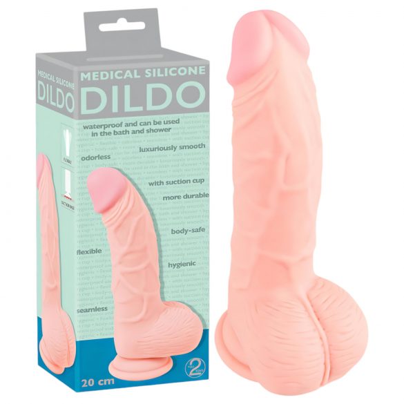 Medicininis - medicininio silikono dildo (20cm) - natūralus