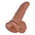 King Cock 9 kamuoliukų dildo (23 cm) - ruda