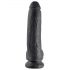 Karaliaus 9 - Didelis dildo su prilimpančia baze ir sėklidėmis (23cm) - juodas