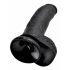 Karaliaus 9 - Didelis dildo su prilimpančia baze ir sėklidėmis (23cm) - juodas