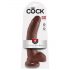 King Cock 9 - didelis dildo su siurbtuku ir sėklytėmis (23 cm) - rudas