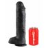 King Cock 11 - didelis siurbtukais, kapšelį turintis dildo (28cm) - juodas