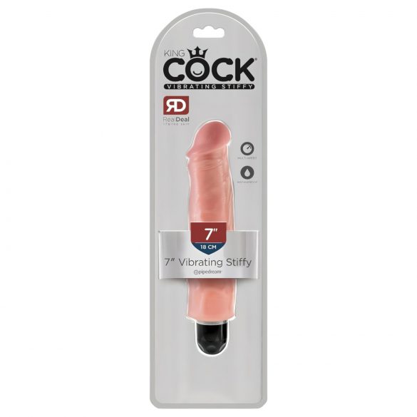 King Cock 7 Stiffy – vandeniui atsparus, tikroviškas vibratorius (18 cm) – natūrali spalva