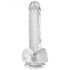 King Cock Clear 6 - mažas dildo su sėklidėmis ir siurbtuku (15 cm)