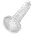 King Cock Clear 20 - prilimpančios pagrindo dildo su sėklidėmis (20cm)