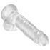 King Cock Clear 7 - lipniuoju padu, su sėklidėmis dildo (18 cm)