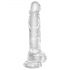 King Cock Clear 8 - siurbtukas pagrindas dildo su sėklidėmis (20cm)