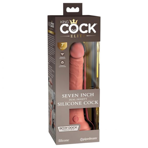 King Cock Elite realistiškas siurbtukas dildo (18 cm) - natūralus