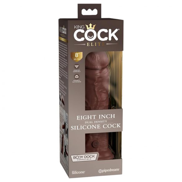 King Cock Elite 8 - su stipria siurbimo taure, tikroviškas silikoninis dildo (20cm) - rudas