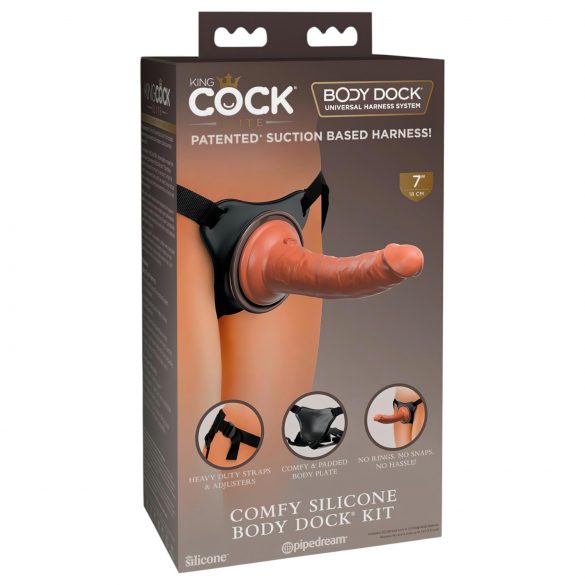 King Cock Elite Comfy - prisegamas dildo su diržu (tamsi natūrali spalva)