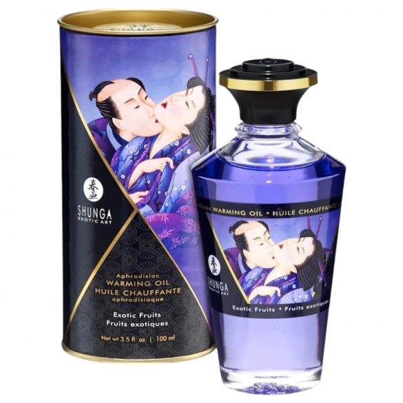 Shunga - šildomas masažo aliejus - egzotiniai vaisiai (100ml)