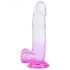 Sunfo - tikroviško su sėklidėmis dildo su siurbtuku - 22 cm (permatomas violetinis)