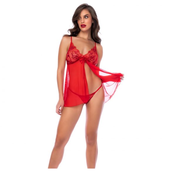 Mapalé - Nėriniuota babydoll ir stringai (raudona) - L/XL