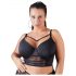 Cottelli Plus Size - dirželis ir nėriniuota liemenėlė (juoda) - 90D