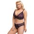 Cottelli Curves Plus Size - permatomas raštuotas liemenėlės rinkinys (violetinis) - 2XL