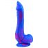 Inkipus – sėklidžių silikoninis dildo – 18 cm (mėlyna-rožinė)