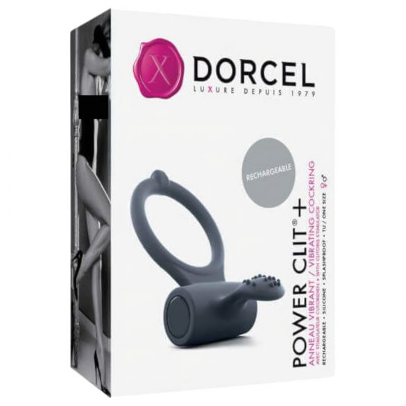 Dorcel Power Clit Plus - įkraunamas, vibruojantis penio žiedas (juodas)