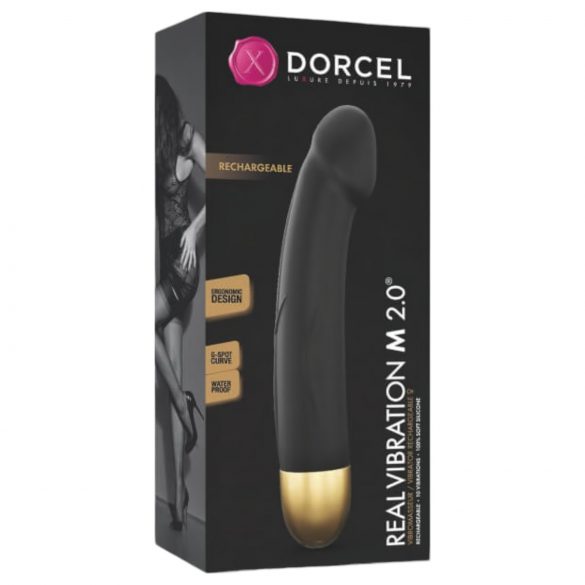 Dorcel Realus Vibracija M 2.0 - įkraunamas vibratorius (juoda-aukso)