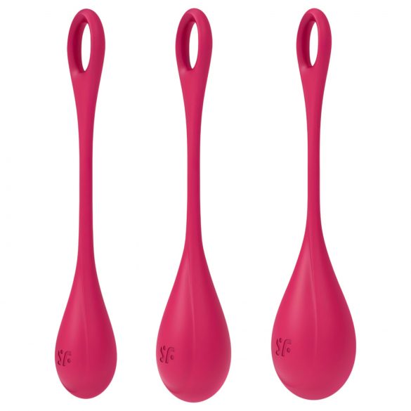 Satisfyer Yoni Power 1 - geišos kamuoliukų rinkinys - raudonas (3 dalių)