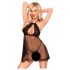 Penthouse Libido Boost - nėriniuotas babydoll su stringais (juoda)