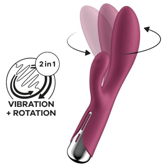 Satisfyer Spinning Rabbit 1 - besisukantis klitorio stimuliatorius vibratorius (raudonas)