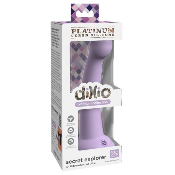 Dillio Slaptas Tyrinėtojas - lipni varpos formos dildo (17 cm) - violetinis