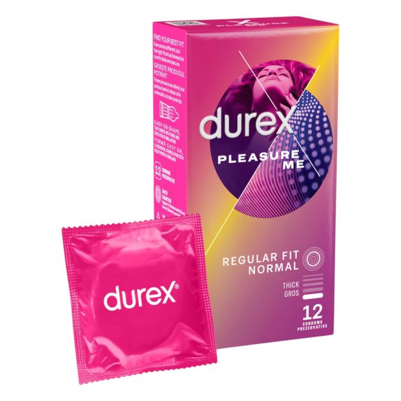 Durex Emoji PleasureMe - briaunotas ir taškuotas prezervatyvas (12 vnt.)