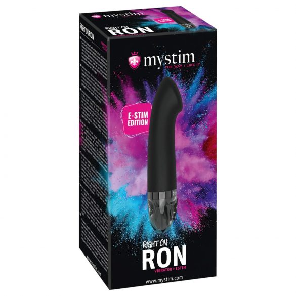 mystim Right on Ron E-Stim - įkraunamas elektro G taško vibratorius (juodas)