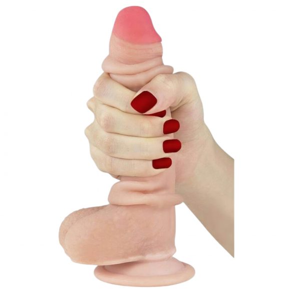 Lovetoy Realistiškas dvigubo sluoksnio dildo su siurbtuku - 18cm (natūralus)