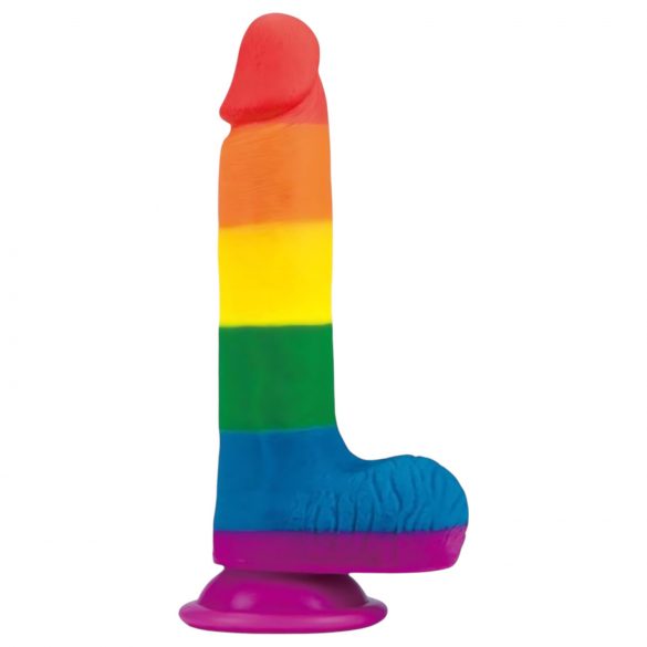 Lovetoy Prider - tikroviškas dildo su sėklidėmis - 20cm (vaivorykštė)