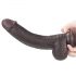 Lovetoy Sliding-Skin - dvigubo sluoksnio su siurbtuku dildo - 23 cm (rudas)