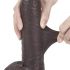 Lovetoy Sliding-Skin - dvigubo sluoksnio su siurbtuku dildo - 23 cm (rudas)