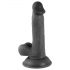 Mr. Rude - su įsiurbimo pagrindu, natūralus dildo su sėklidėmis - 17 cm (juodas)