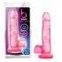 bjours Sweet N Hard 4 - siurbtukas, su sėklidėmis dildo (rožinis)