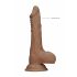 RealRock Dong 8 - tikroviškas, su sėklidėmis dildo (20cm) - tamsus natūralus.