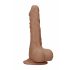 RealRock Dong 8 - tikroviškas, su sėklidėmis dildo (20cm) - tamsus natūralus.