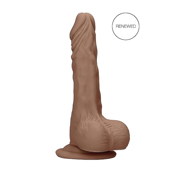 RealRock Dong 10 - tikroviškas, su kapšelio imitacija dildo (25cm) - tamsiai natūralus