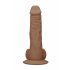 RealRock Dong 10 - tikroviškas, su kapšelio imitacija dildo (25cm) - tamsiai natūralus