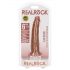 RealRock Slim - tvirta prisiurbiamoji realistiška dildo 15,5cm (tamsi natūrali)