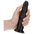 RealRock Slim - su tvirta siurbtuku, realistinis dildo - 15,5 cm (juodas)