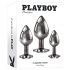 Playboy - analinių kaiščių rinkinys - 3 dalių (sidabrinis)