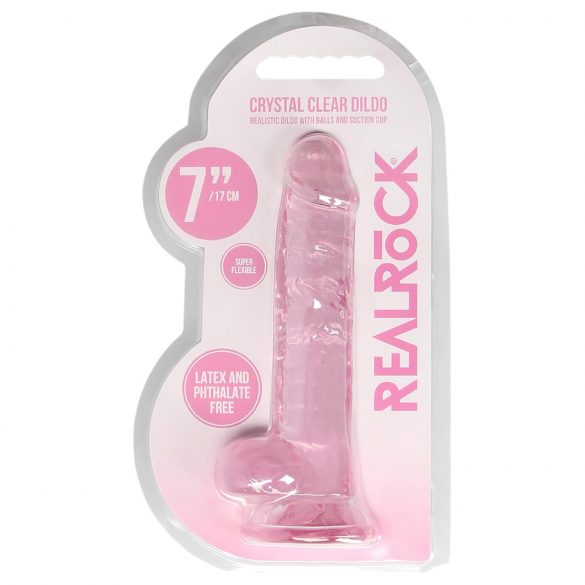 REALROCK - permatomas realistiškas dildo - rožinis (17cm)