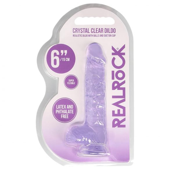 REALROCK - permatomas realistiškas dildo - violetinis (15cm)