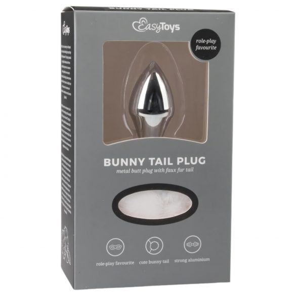 Easytoys Bunny NO1 - metalinis analinis kaištis su triušio uodega (sidabrinė-balta)