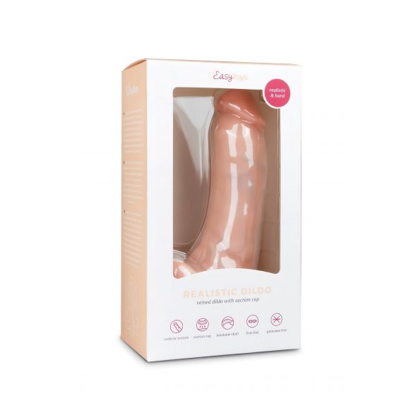 Easytoys – siurbtuko pagrindo dildo su sėklidėmis (20 cm) – natūrali spalva