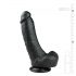 Easytoys - su siurbtuku, sėklidėmis dildo (20 cm) - juoda