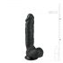 Easytoys - juodasis dildo su siurbtuku ir sėklidėmis (22,5cm)