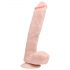 Easytoys - prisisiurbiantis didelis dildo su sėklidėmis (26,5 cm) - natūralus